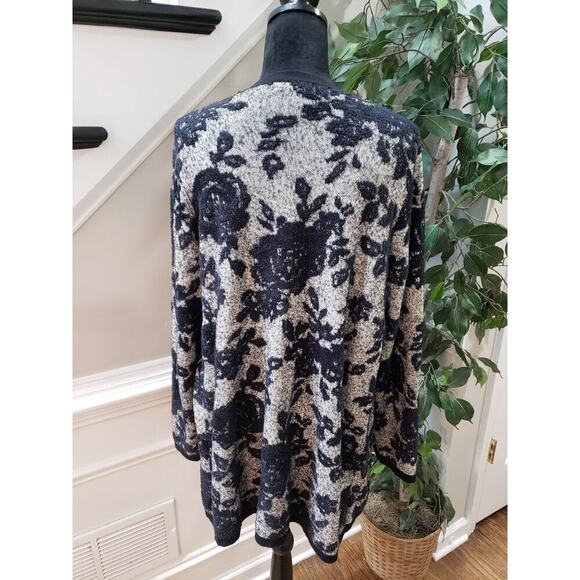 Palette Women Black Floral Nylon Open Front Long Sleeve Cardigan Sweater Size XL - Picture 6 of 11